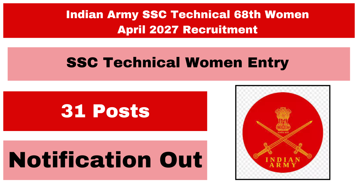 Indian Army SSC Technical 68th Women April 2027 Recruitment