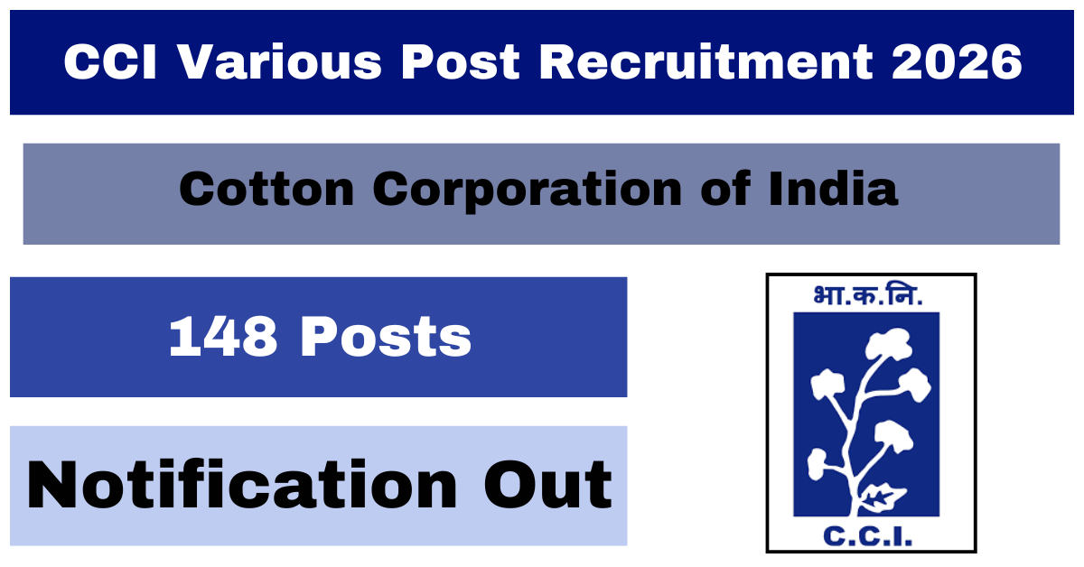 Cotton Corporation of India CCI Various Post Recruitment 2026