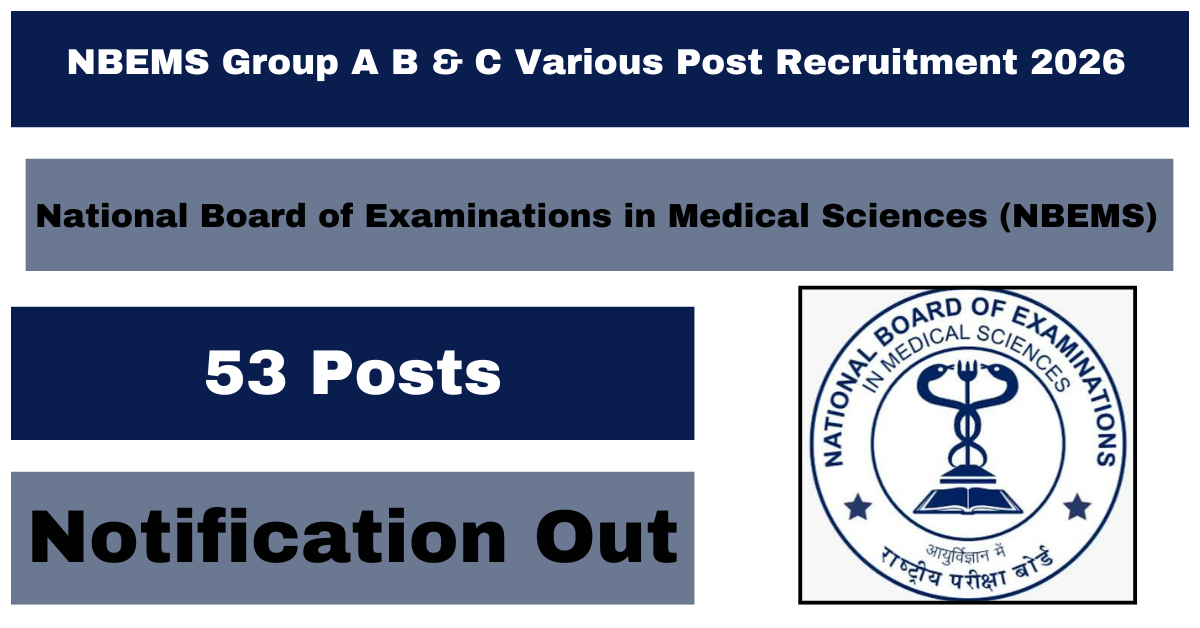 NBEMS Group A B & C Various Post Recruitment 2026