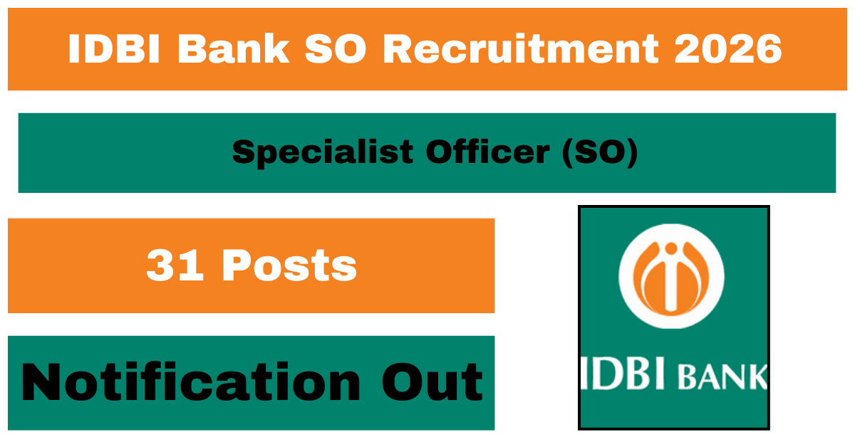 IDBI Bank Specialist Officer SO Recruitment 2026